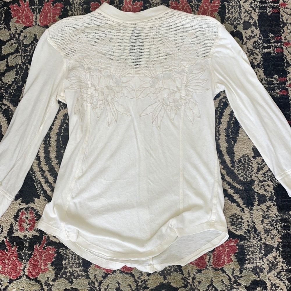 Free People Flower 3/4 Sleeve Top